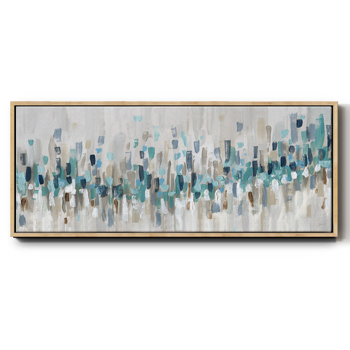Blue Staccato - Floater Framed Canvas Print