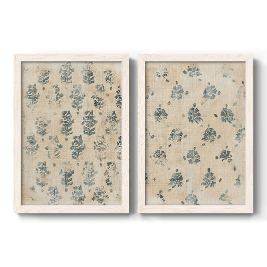 Vintage Blockprint I - Premium Framed Canvas 2 Piece Set - Ready to Hang