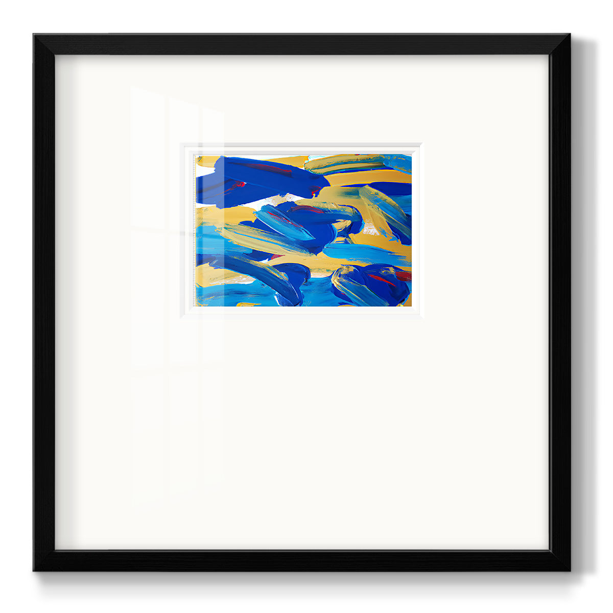 Blue and Gold Abstract I - Double Matboard Framed Print