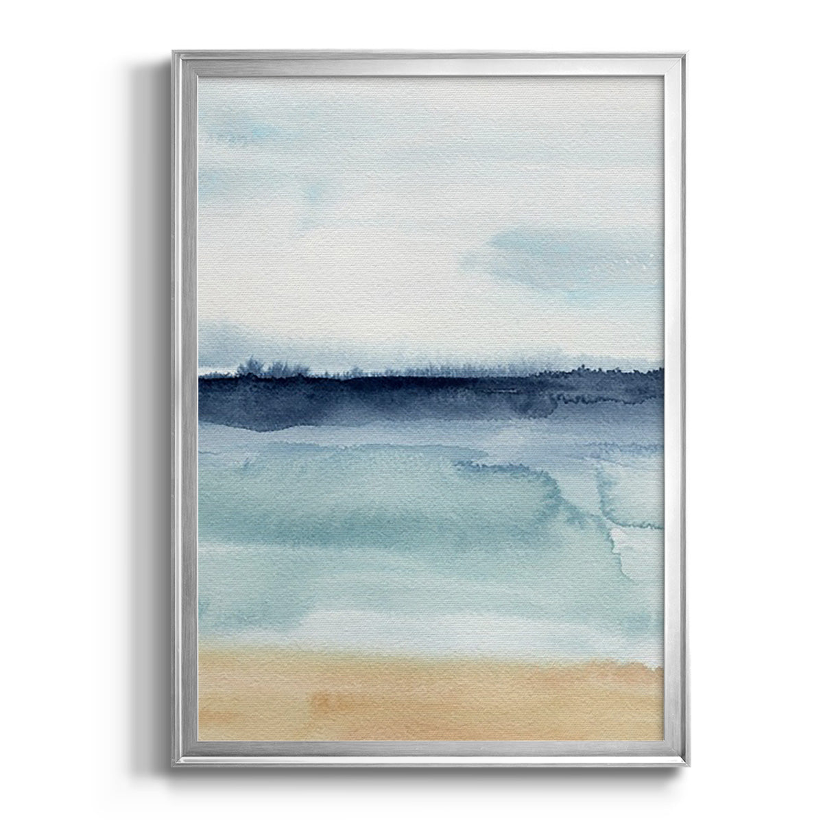 Watercolor Ocean Horizon I - Modern Framed Canvas Print