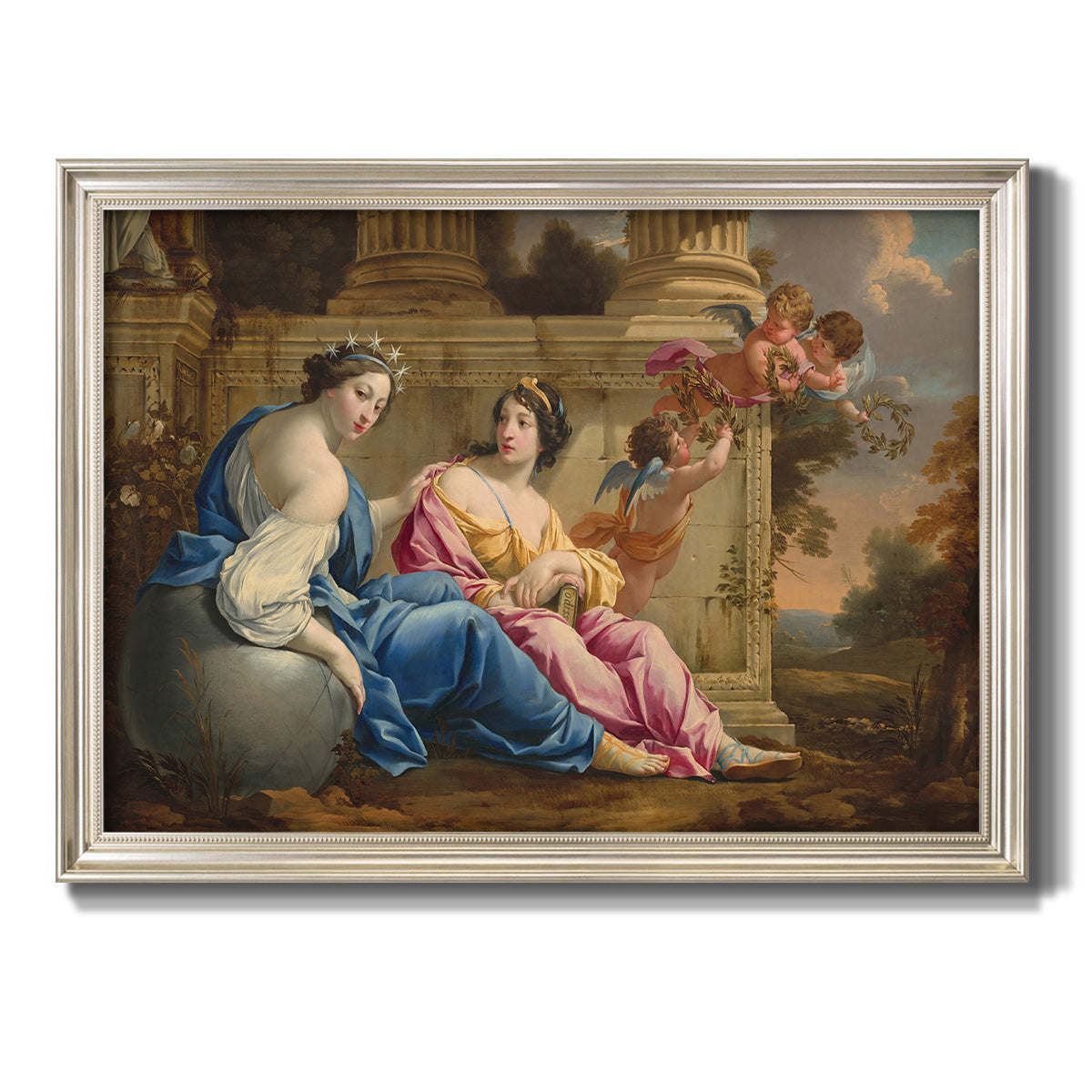 The Muses Urania and Calliope - Ornate Framed Canvas Print