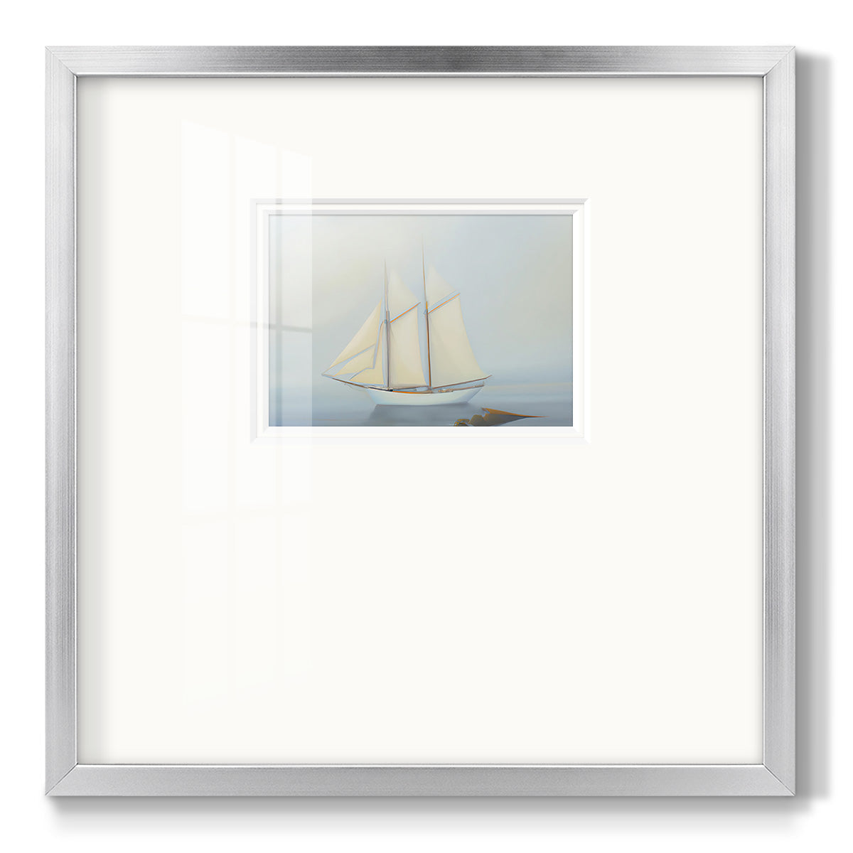 Foggy Sail II - Double Matboard Framed Print