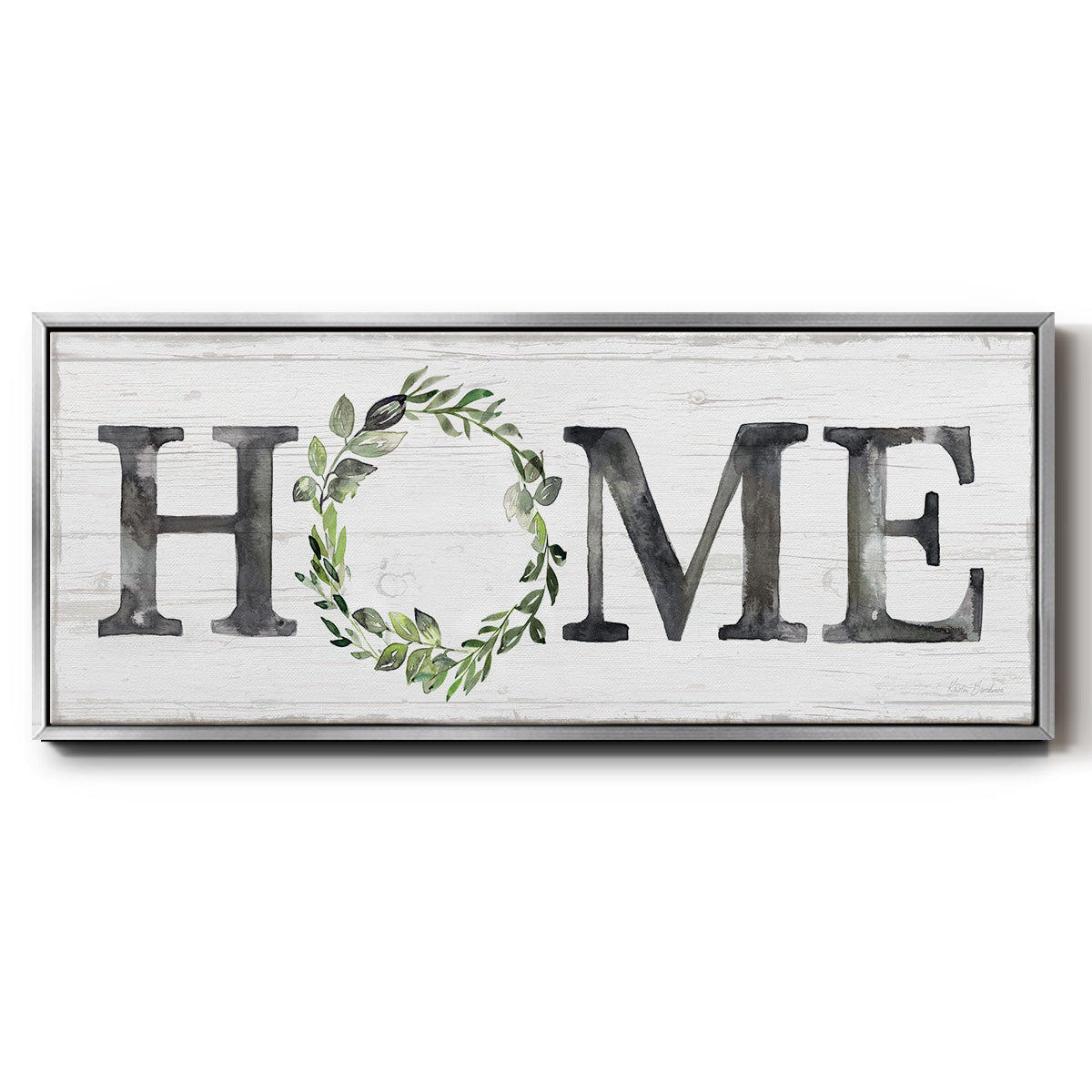 Gray Home Wreath - Floater Framed Canvas Print