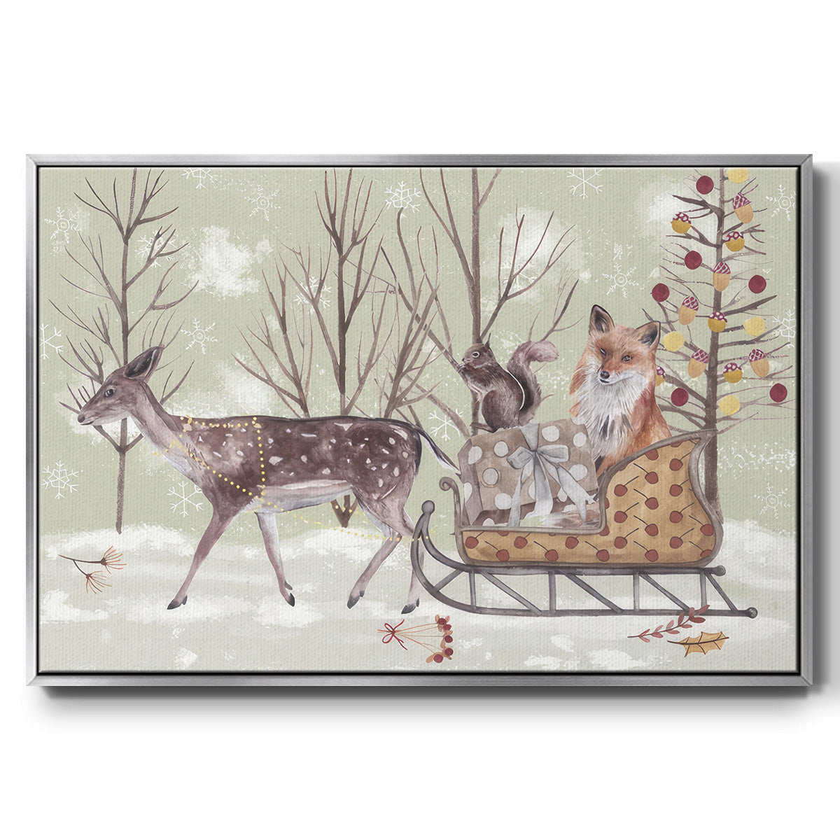 Christmas Time Collection A - Framed Gallery Wrapped Canvas in Floating Frame