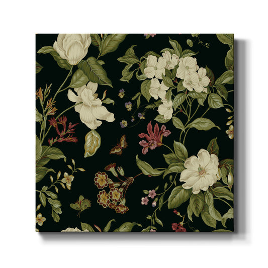 Garden Floral on Black II - Canvas Art Print