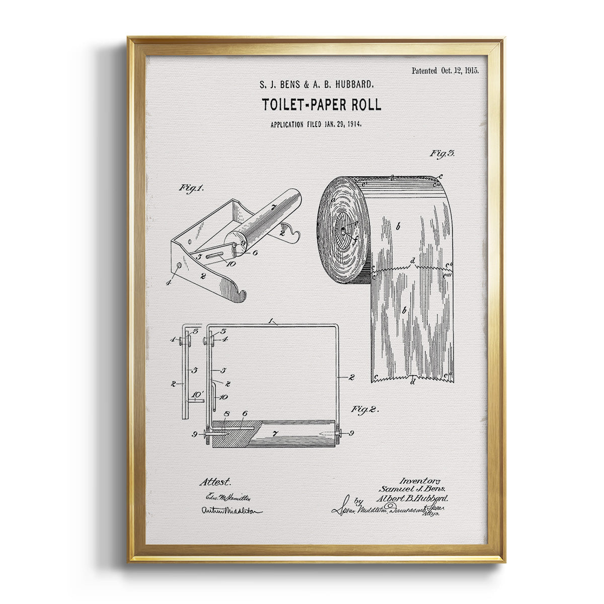 Toilet Paper Patent I - Modern Framed Canvas Print