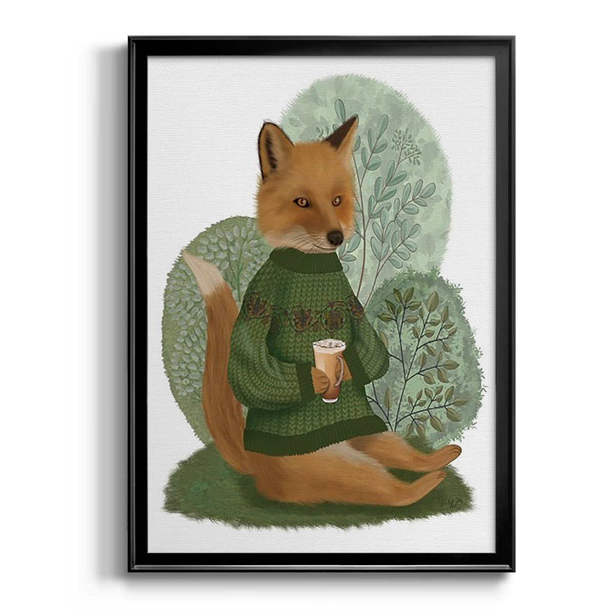 Latte Fox in Sweater - Modern Framed Canvas Print