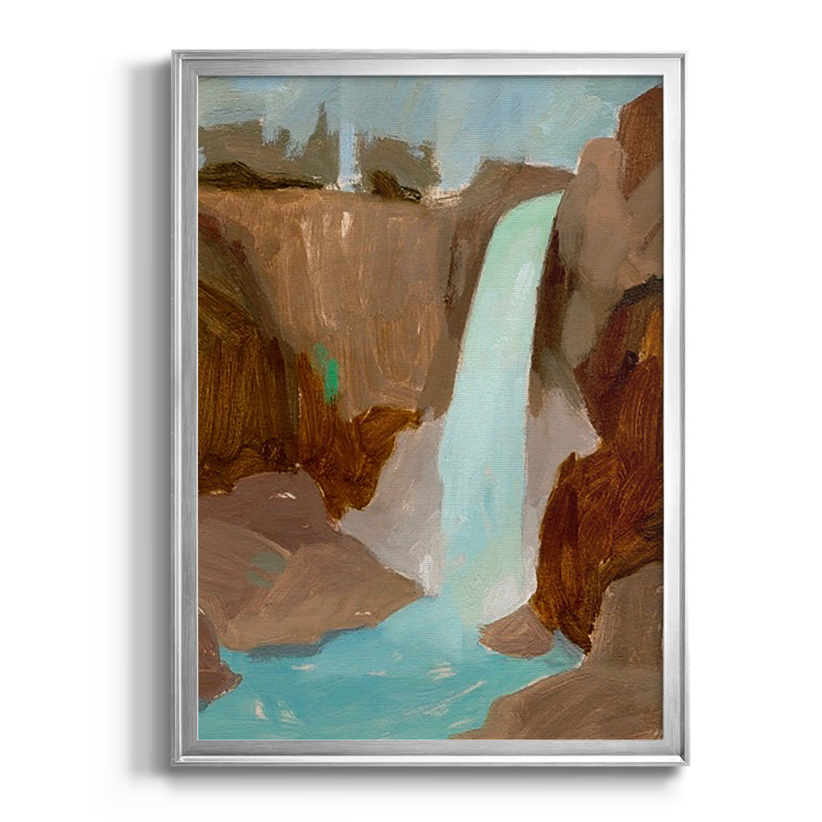 Turquoise Falls II - Modern Framed Canvas Print