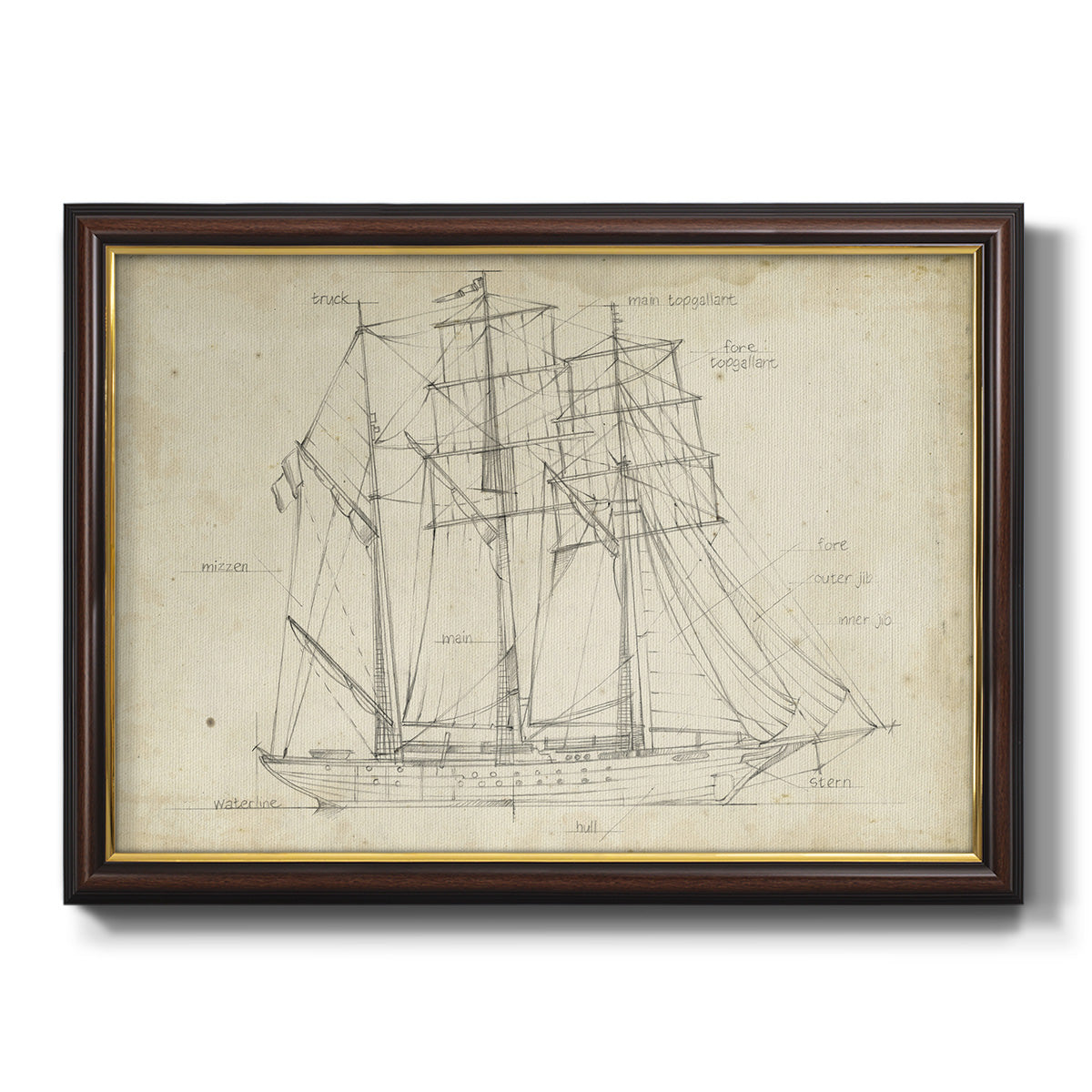 Sailboat Blueprint I Premium Framed Canvas- Ready to Hang