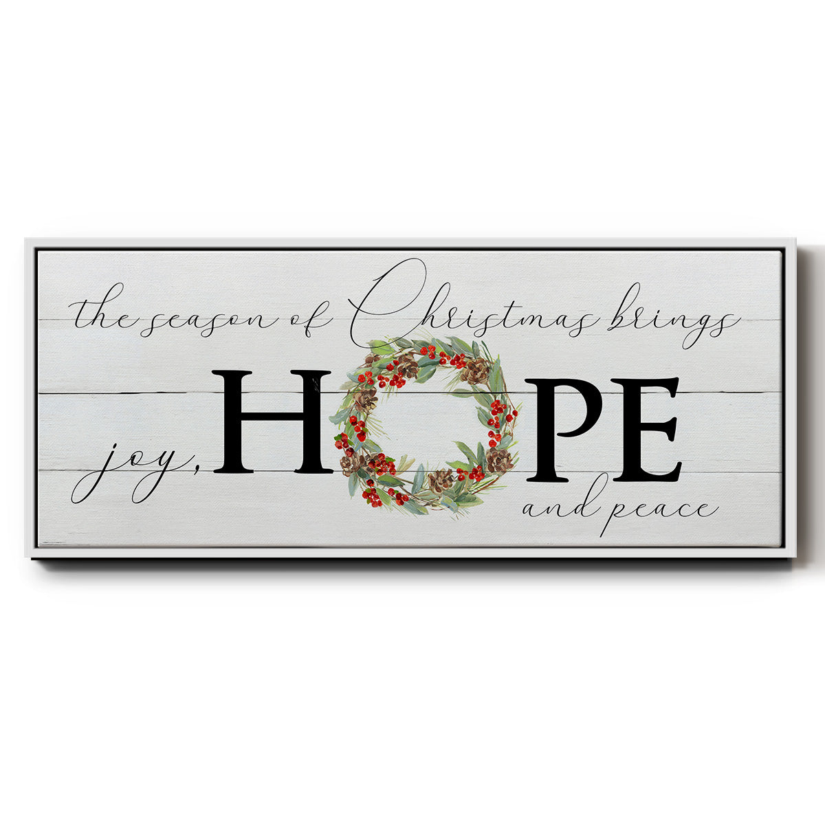 Joy Hope and Peace - Floater Framed Canvas Print
