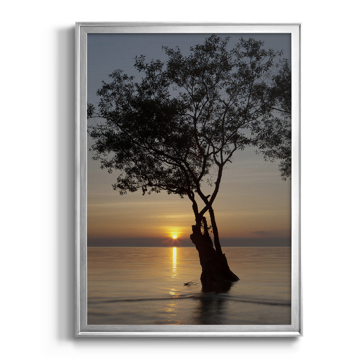 Sunset Silhouette - Modern Framed Canvas Print