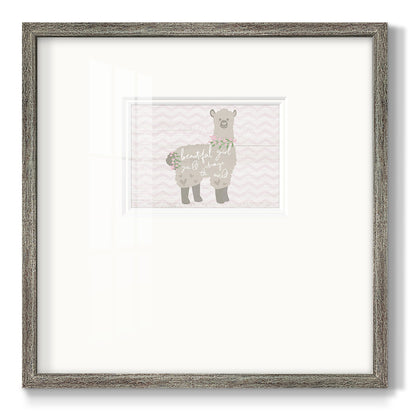 Floral Llama Premium Framed Print Double Matboard