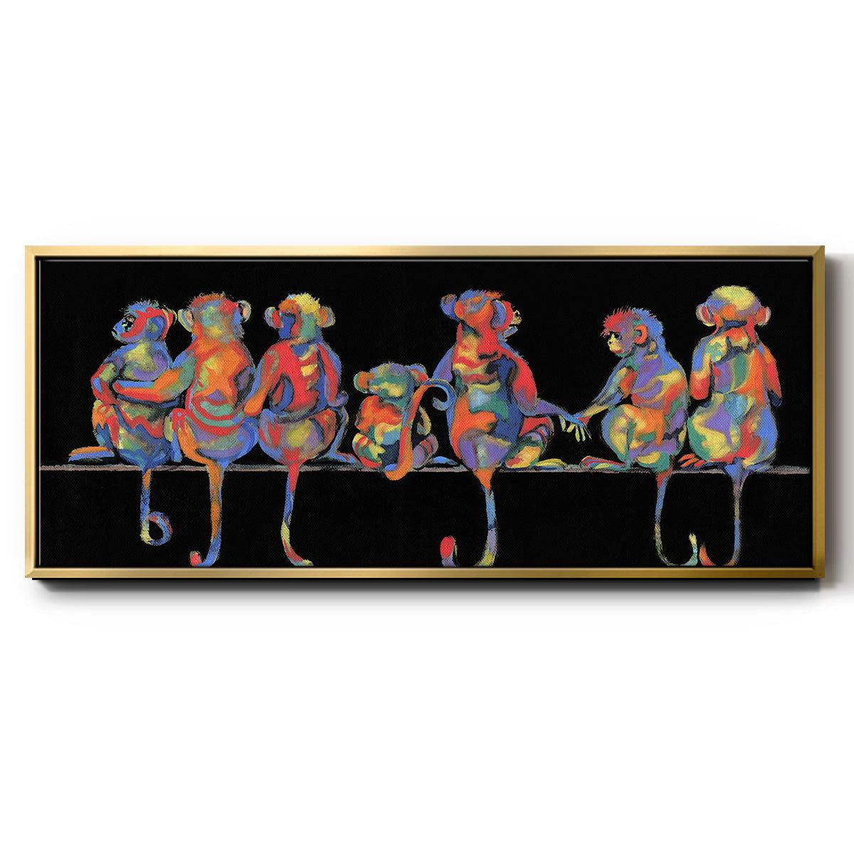 Fun Monkeys - Floater Framed Canvas Print