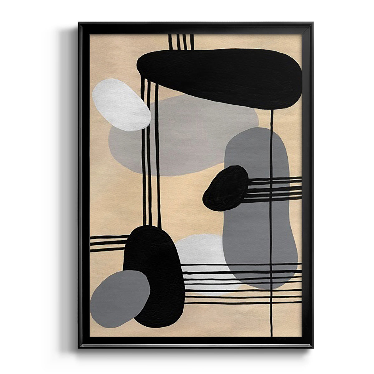 Interconnected Shapes II - Modern Framed Canvas Print