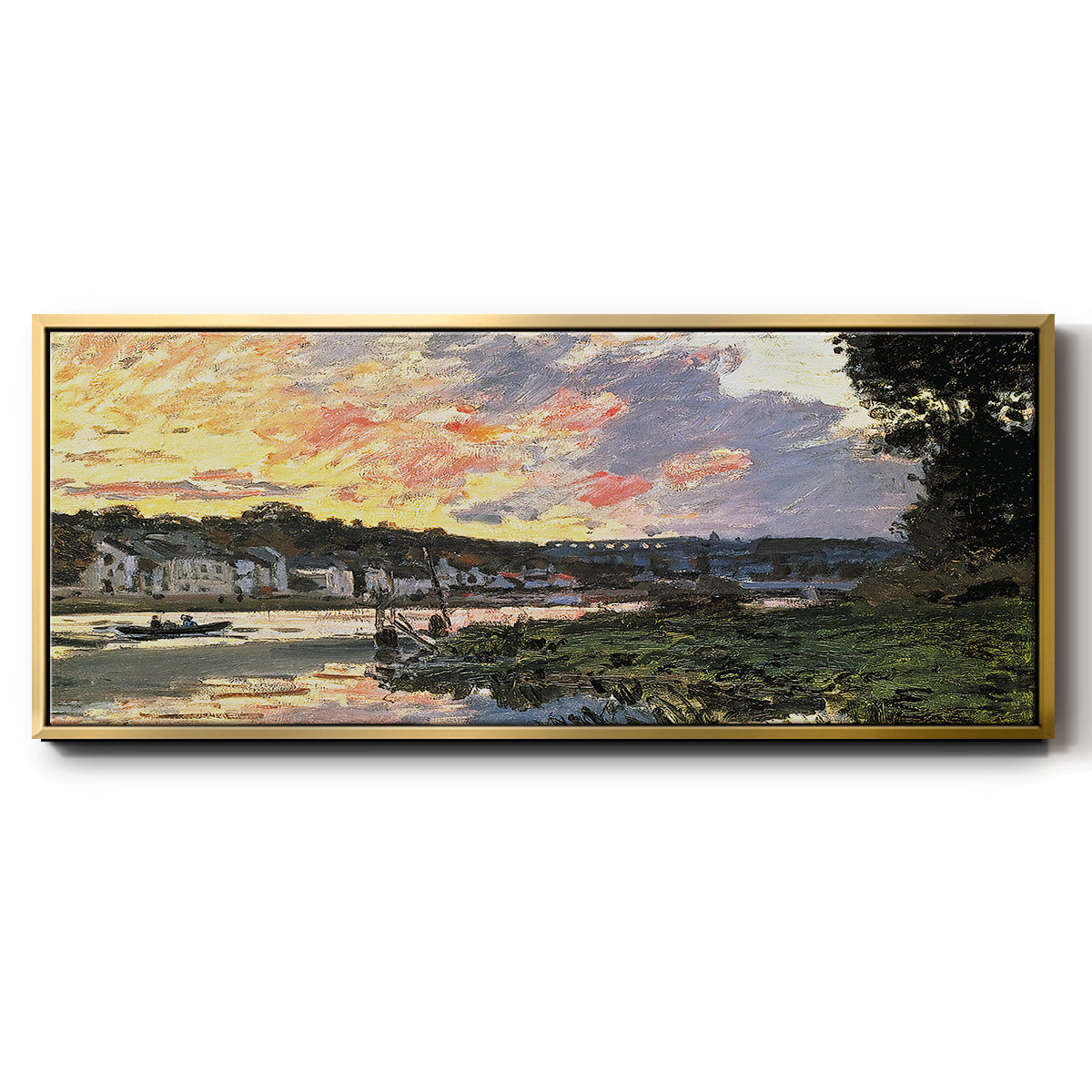 The Seine at Bougival in the Evening, 1870 - Floater Framed Canvas Print