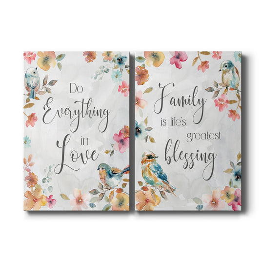 Spring Bird Love Premium Gallery Wrapped Canvas - Ready to Hang - Set of 2 - 8 x 12 Each