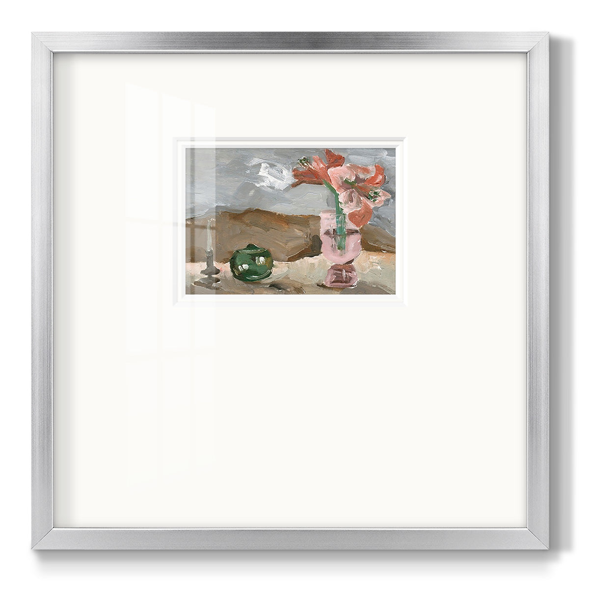 Vase of Pink Flowers II - Double Matboard Framed Print