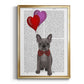 French Bulldog and Balloons - Modern Framed Canvas Print