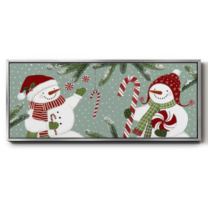 Peppermint Snowman Collection D - Floater Framed Canvas Print