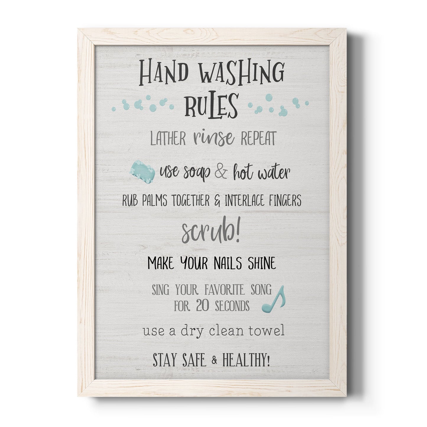 Stay Safe Rules - Barnwood Framed Canvas Print