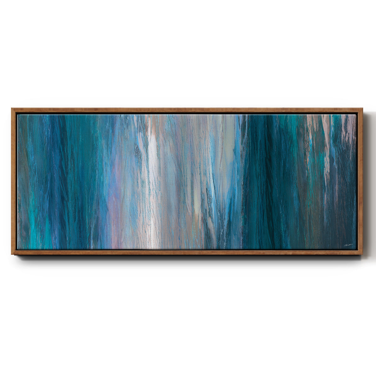 Falling Blue - Floater Framed Canvas Print