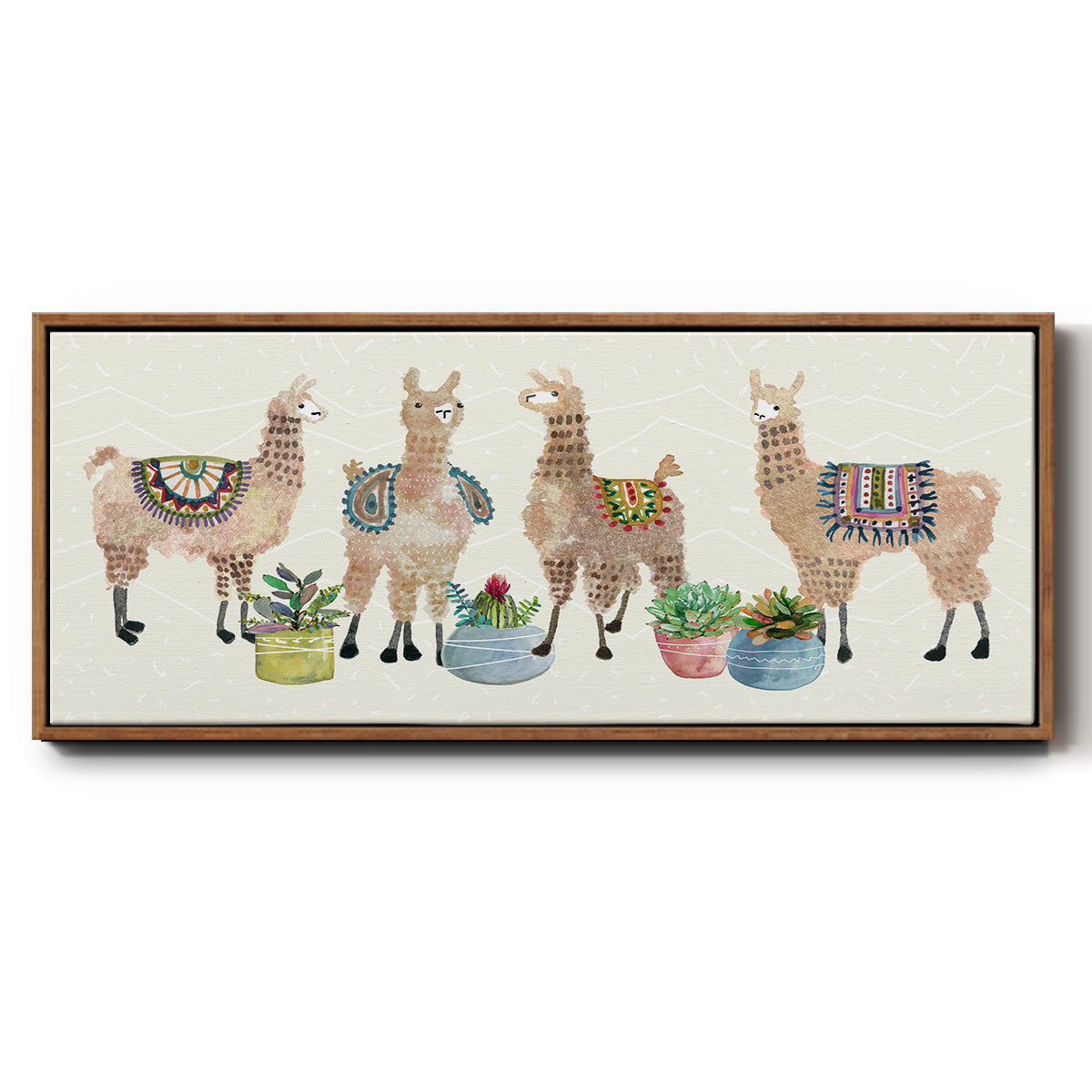 Llama Party - Floater Framed Canvas Print
