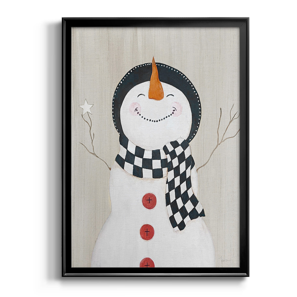 Festive Snowman II - Modern Framed Canvas Print