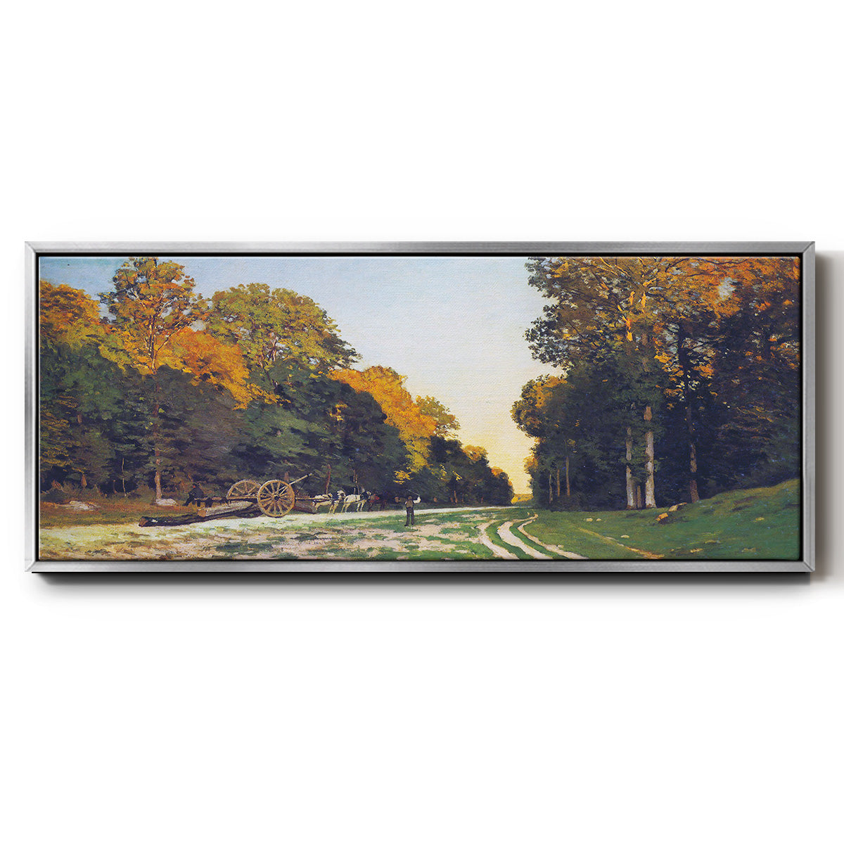The road from Chailly to Fontainebleau by Monet - Floater Framed Canvas Print