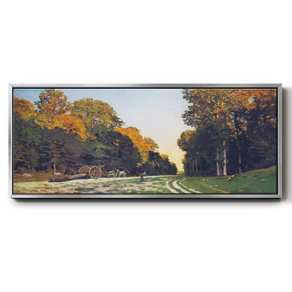 The road from Chailly to Fontainebleau by Monet - Floater Framed Canvas Print