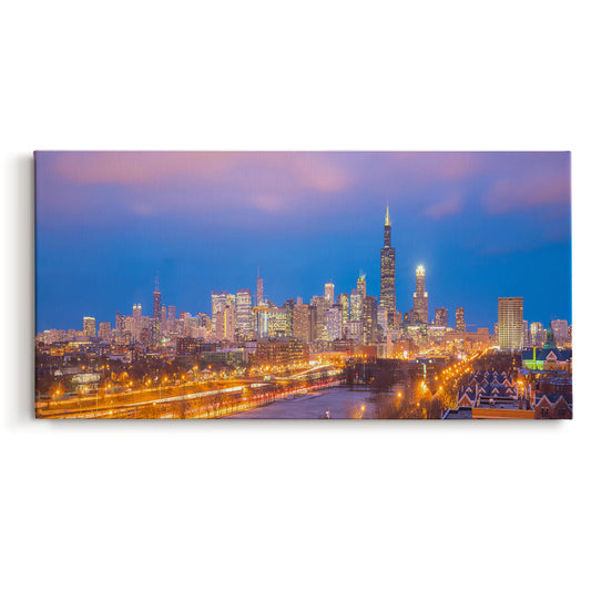 Downtown Chicago Skyline at Sunset - Gallery Wrapped Canvas