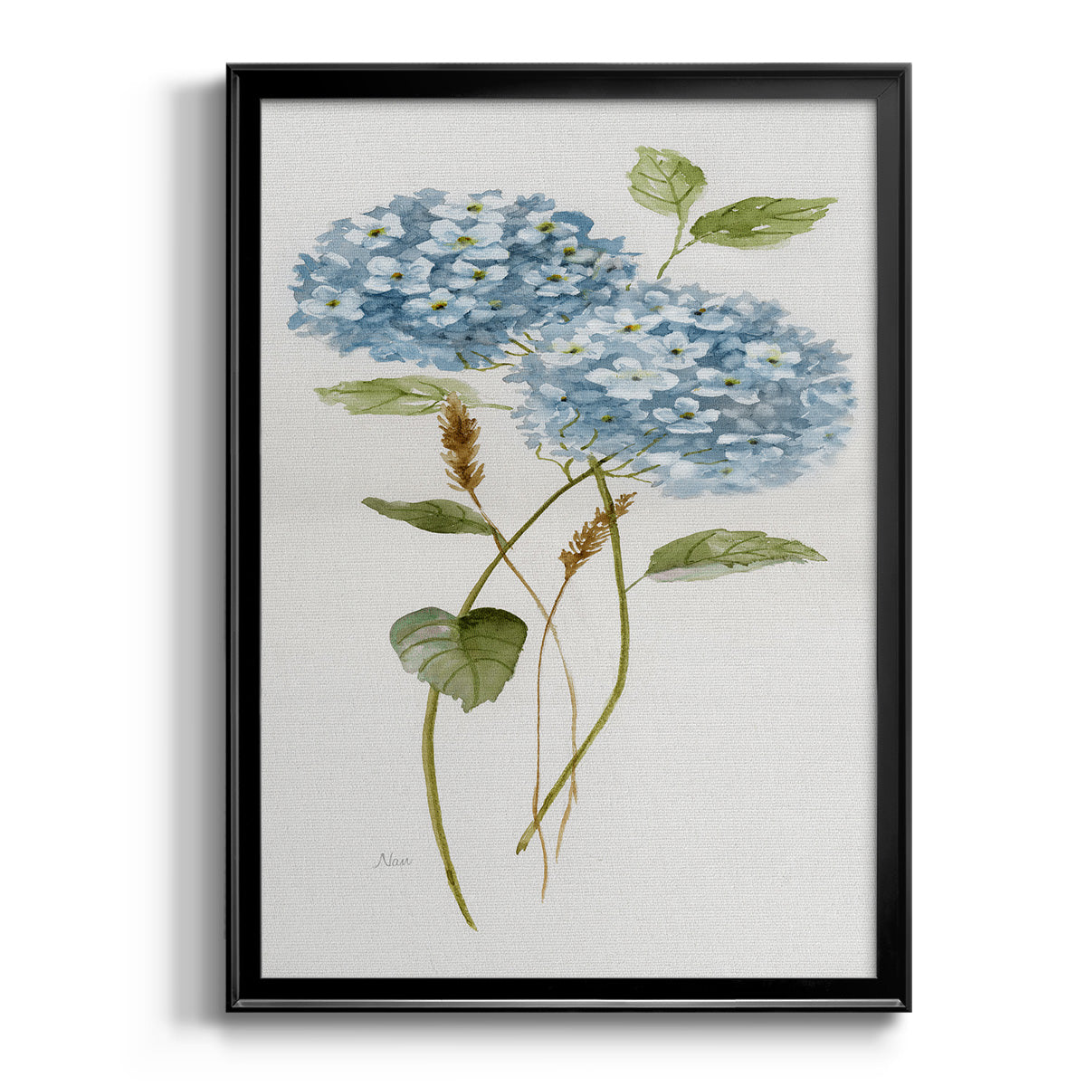 Petite Blue Hydrangea II - Modern Framed Canvas Print