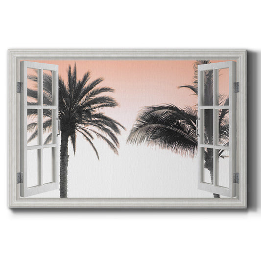 Pink Palm Window - Canvas Art Print