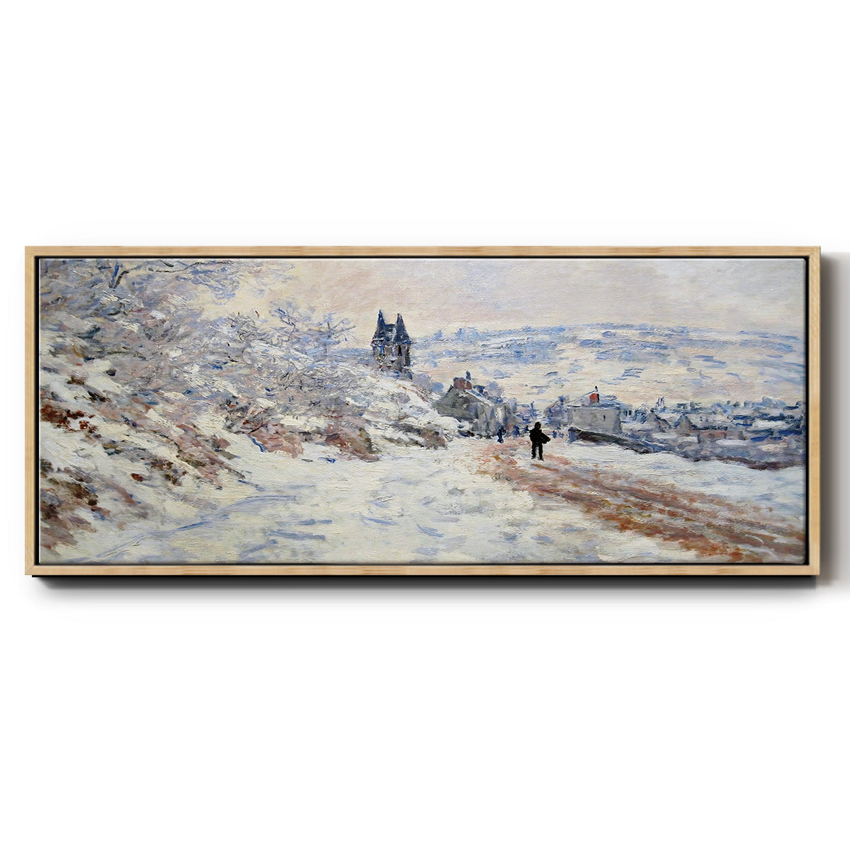 The Road to Vétheuil, Snow Effect, 1879 - Floater Framed Canvas Print