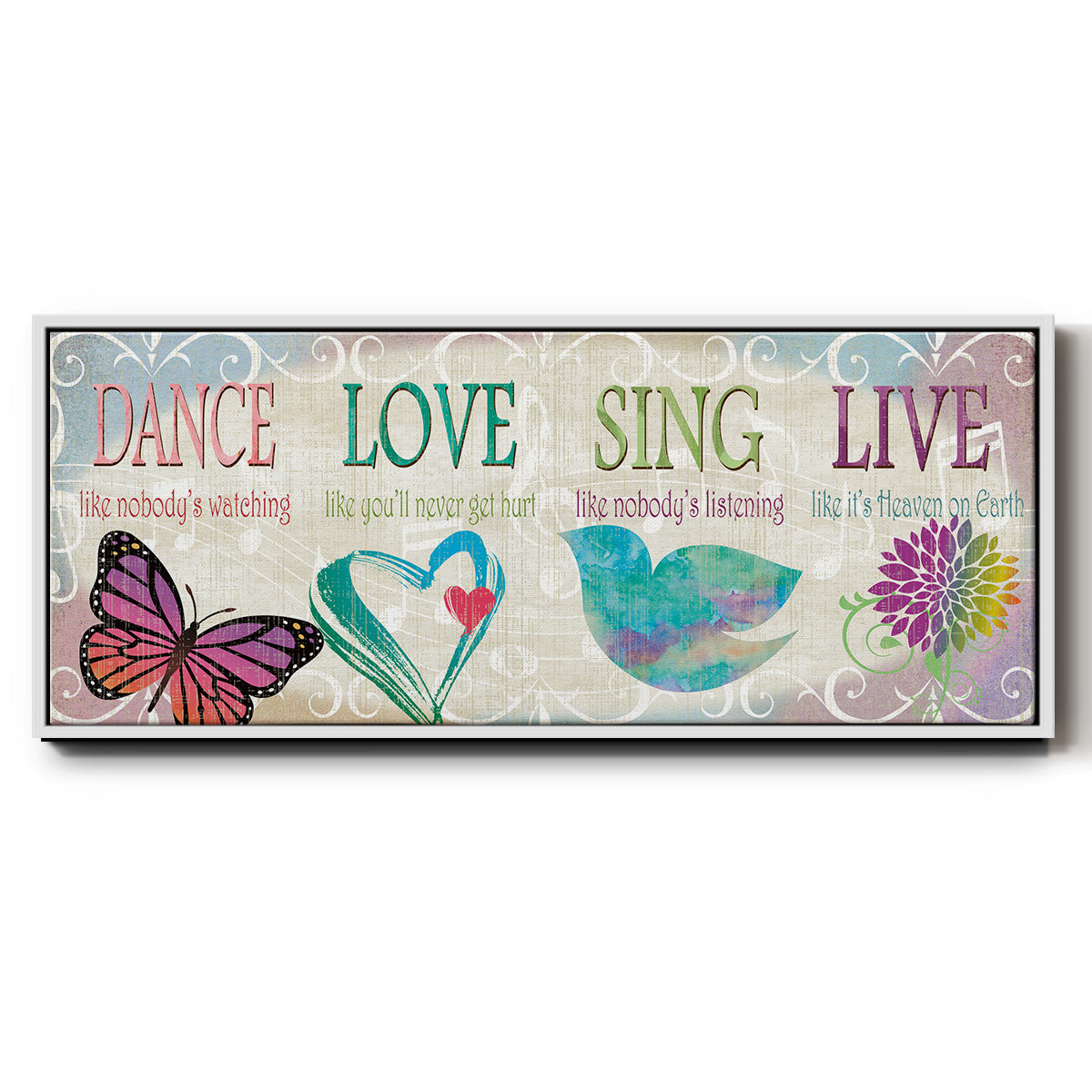 Dance Love Sing - Floater Framed Canvas Print