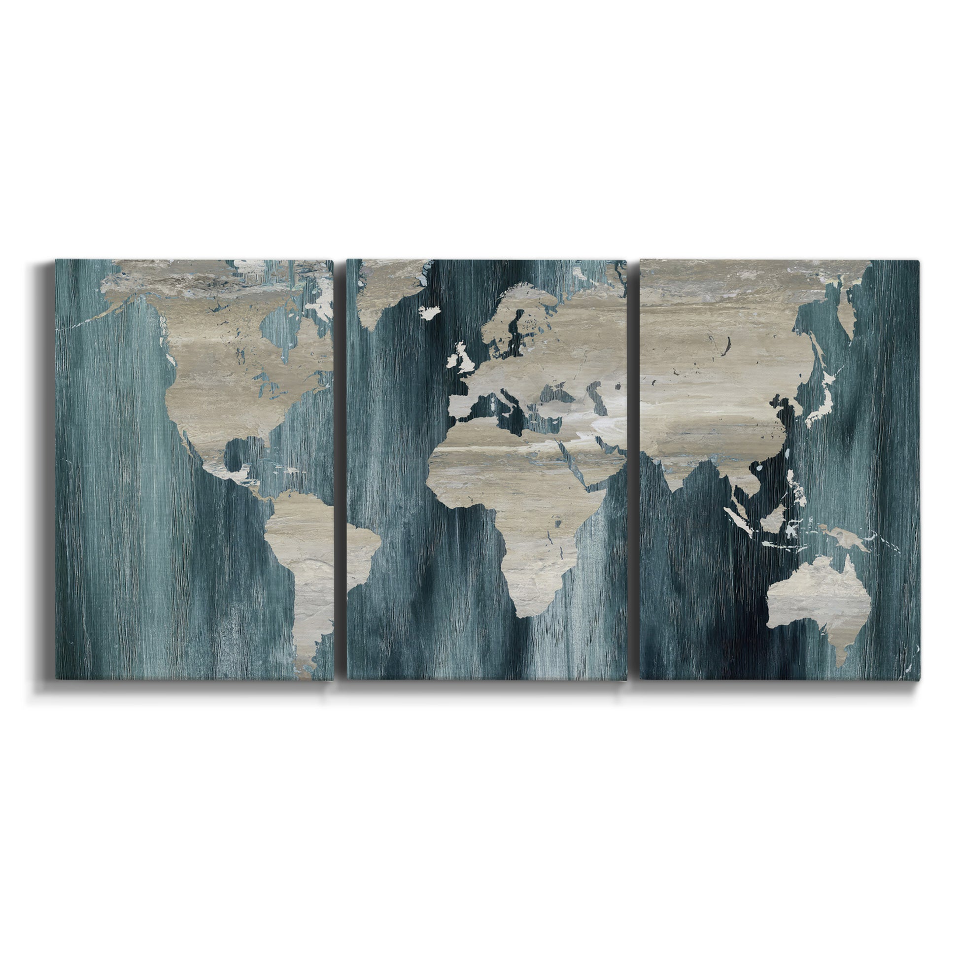 Three-panel canvas wall art featuring golden coastal sunset with cliffs on white background.