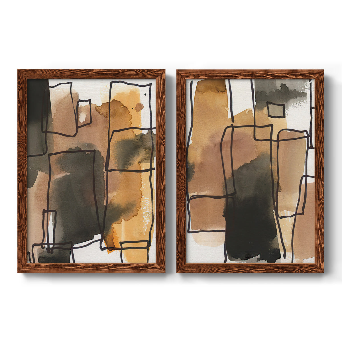 Retro Vibe I - Premium Framed Canvas 2 Piece Set - Ready to Hang