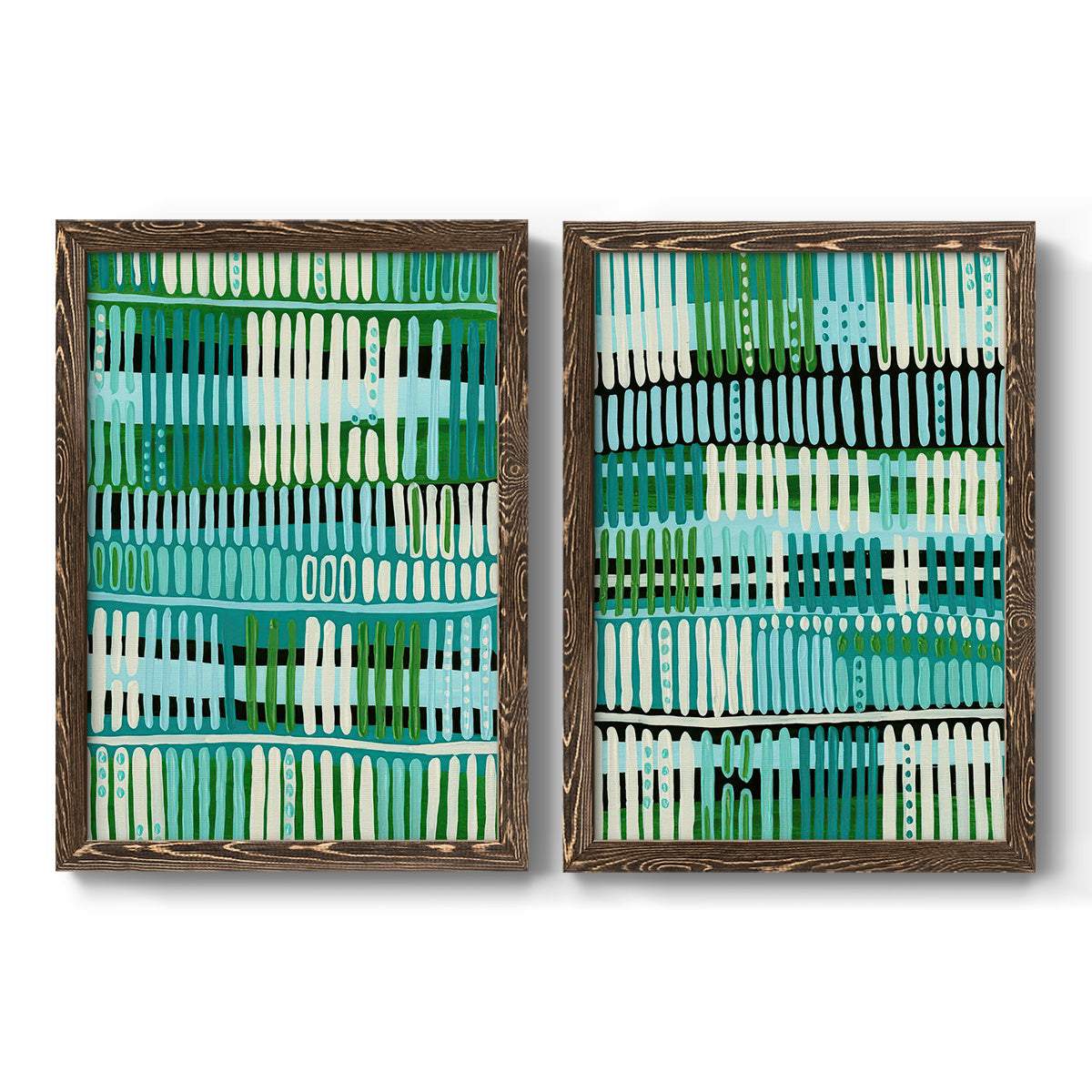 Teal Pattern I - Premium Framed Canvas 2 Piece Set - Ready to Hang