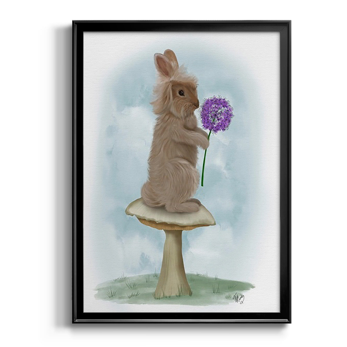 Rabbit and Agapanthus - Modern Framed Canvas Print