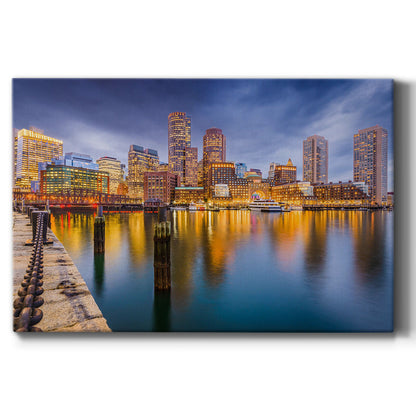 Boston, Massachusetts, City Skyline from the Harbor - Canvas Art Print