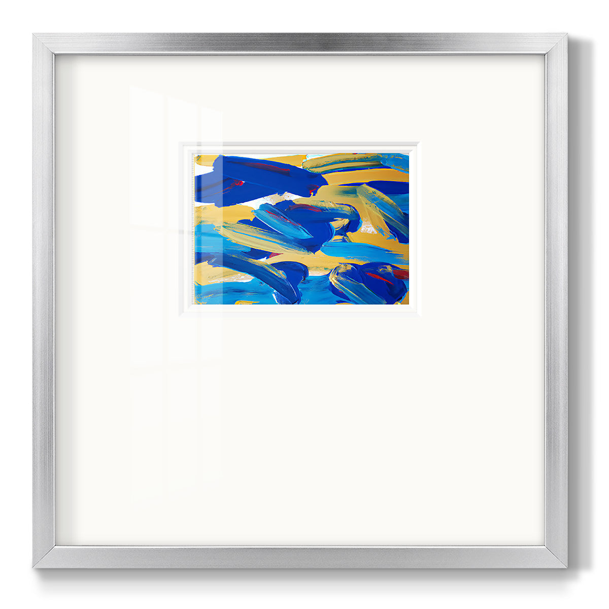 Blue and Gold Abstract I - Double Matboard Framed Print