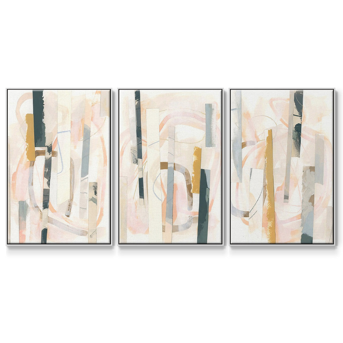 Melon Litmus I - Framed Premium Gallery Wrapped Canvas L Frame 3 Piece Set - Ready to Hang