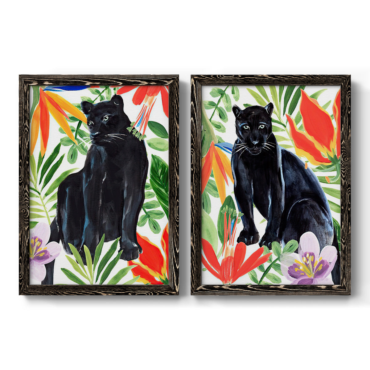 Panther's Paradise I - Premium Framed Canvas 2 Piece Set - Ready to Hang