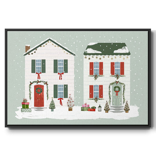 Festive Front Door Collection A - Framed Gallery Wrapped Canvas in Floating Frame