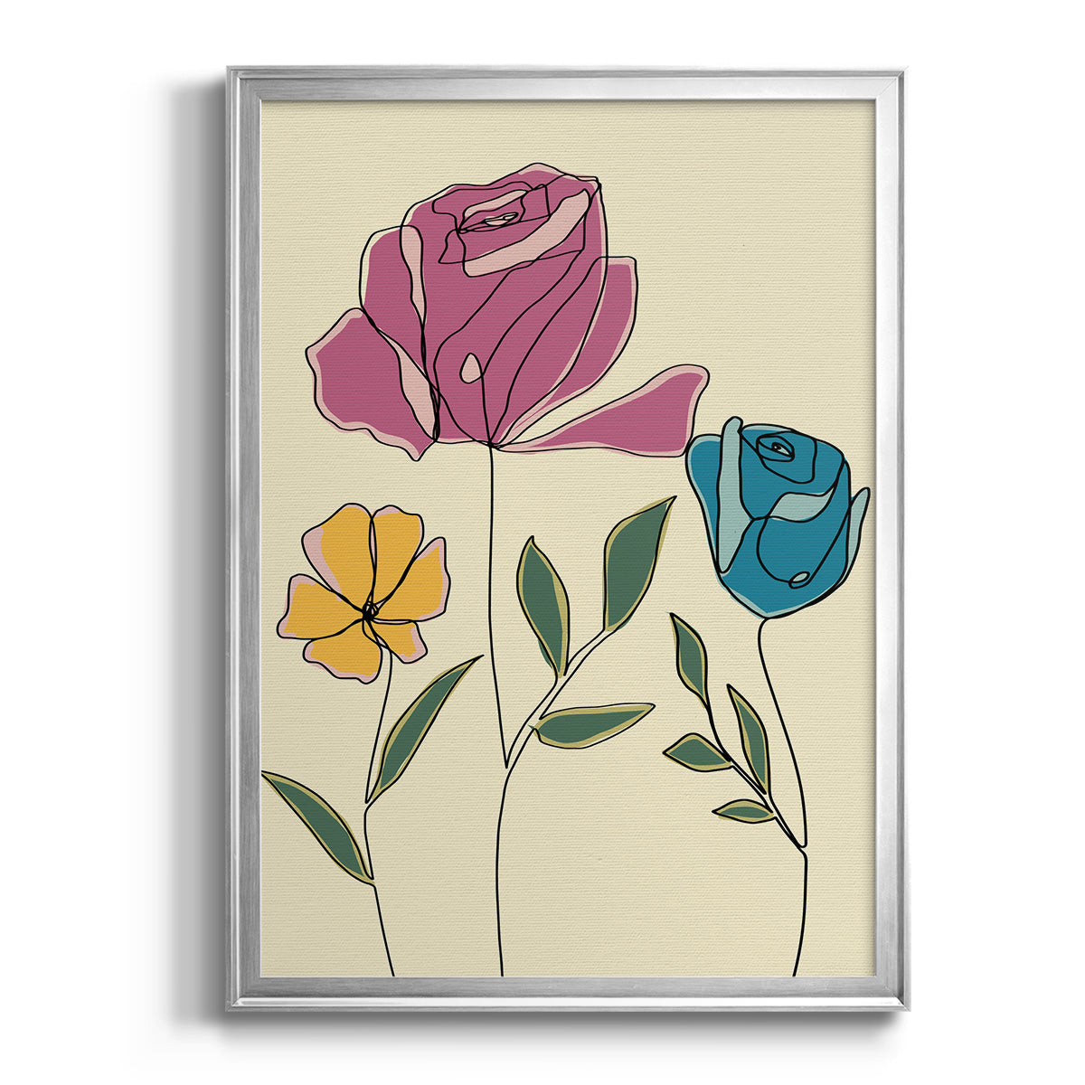 Colored Floral II - Modern Framed Canvas Print