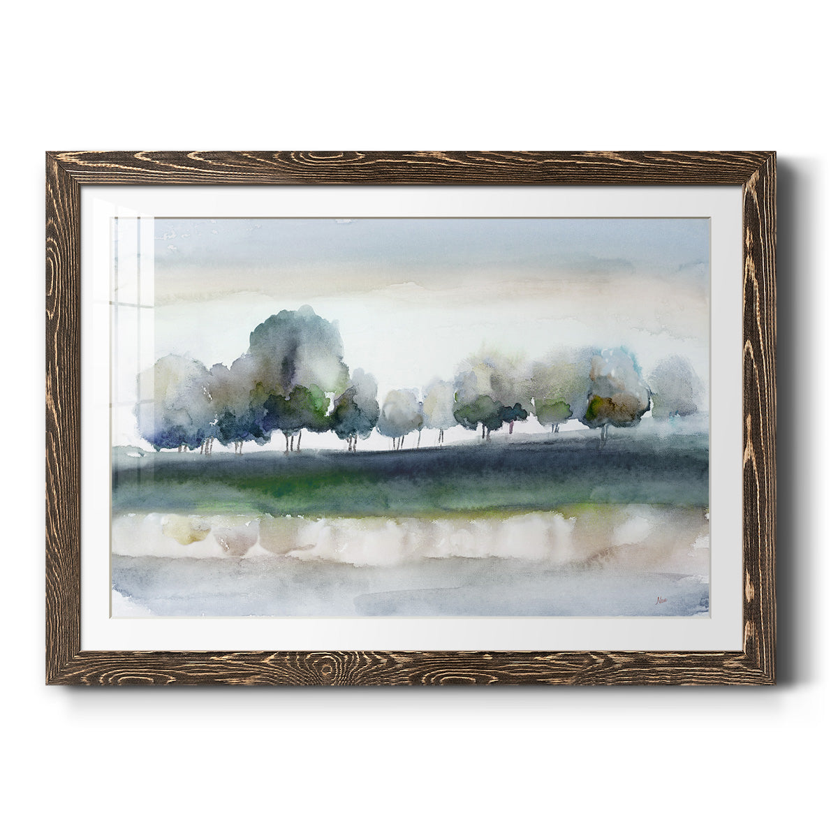 Warm Meadowline Indigo - Barnwood Framed Art Print