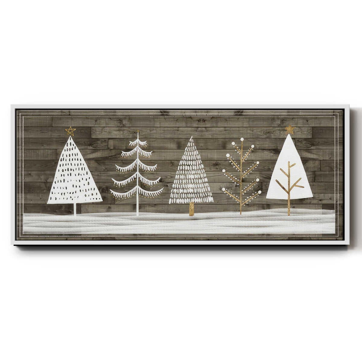 Wooded White Christmas Collection D - Floater Framed Canvas Print