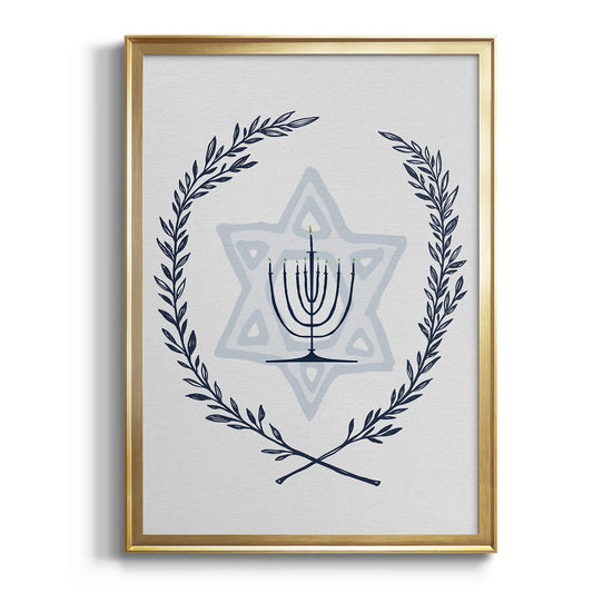 Happy Hanukkah I - Modern Framed Canvas Print