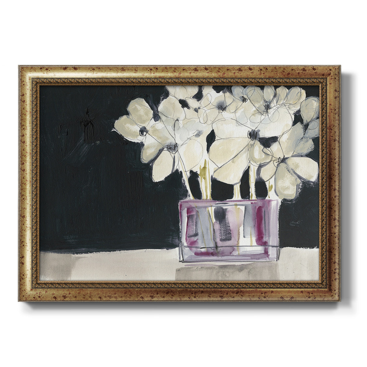 White Flowers in Fuchsia I Premium Framed Canvas- Ready to Hang