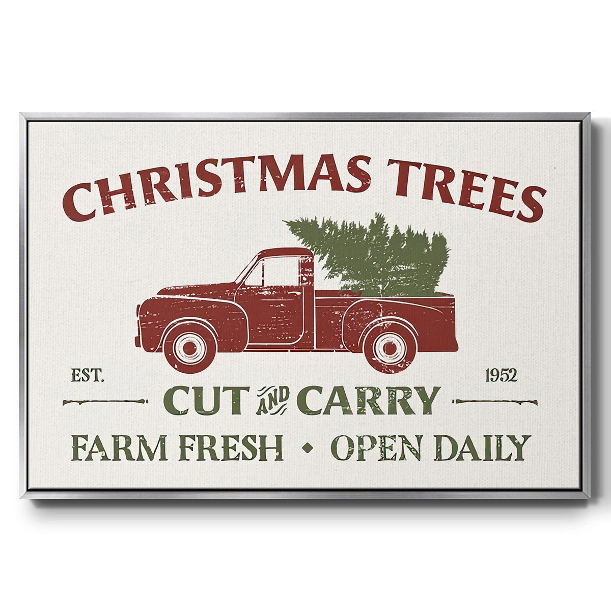 Christmas Farm Sign Collection A - Framed Gallery Wrapped Canvas in Floating Frame