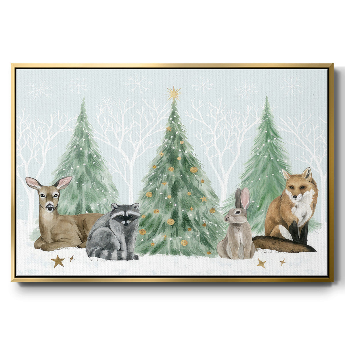 Christmas in the Forest Collection A - Framed Gallery Wrapped Canvas in Floating Frame